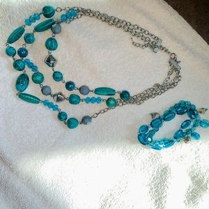 Beaded Necklace and Bracelet Set